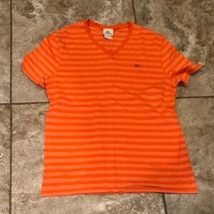Worn Once Lacoste Orange Striped V Neck T Shirt